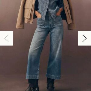 ANTHROPOLOGIE Pilcro Collette Wide Leg Crop Blue Jean. Size 29, Excel. Cond.